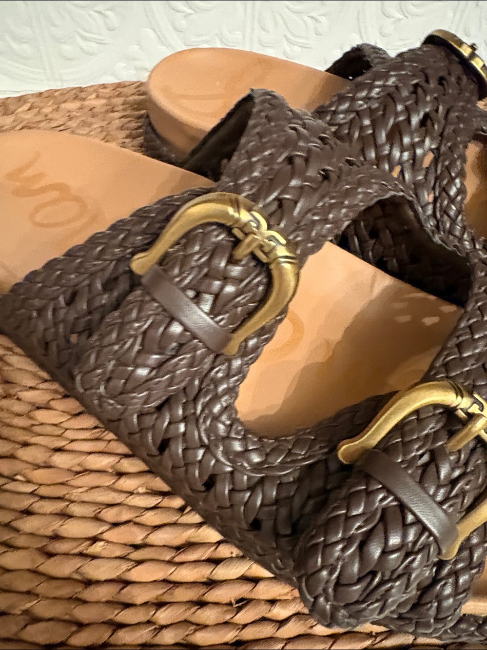 Sam Edelman Reid Slides Woven Double-Buckle Slide Sandal in Dark Brown Sz 9.5 - Picture 6 of 8